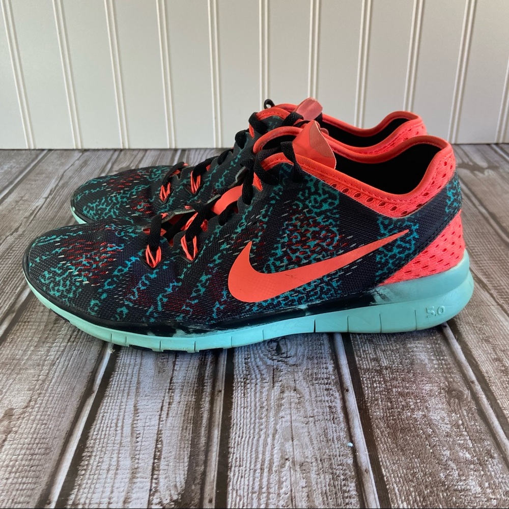 Nike Free 5.0 TR Fit 5 Black/Orange/Teal Running Shoe Womens Size 8.5